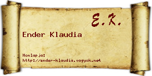 Ender Klaudia névjegykártya